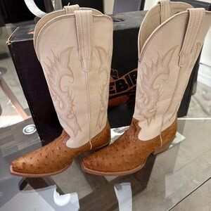 Cream and Brown Western Boots